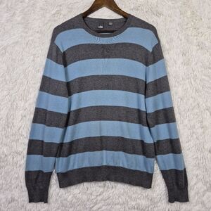 Cullen Womens L Blue & Gray Colorblock Sweater Cotton Cashmere Blend Stripe
